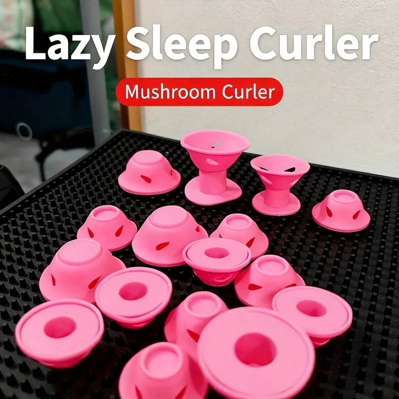 30pcs Silicone Mushroom Hair Curlers Heatless Wave Styling Rollers - 8