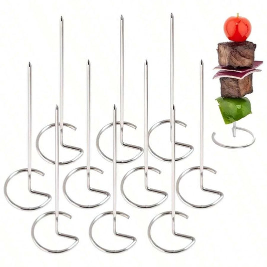 Stainless Steel Kabob Skewers Reusable BBQ Grilling Sticks Set