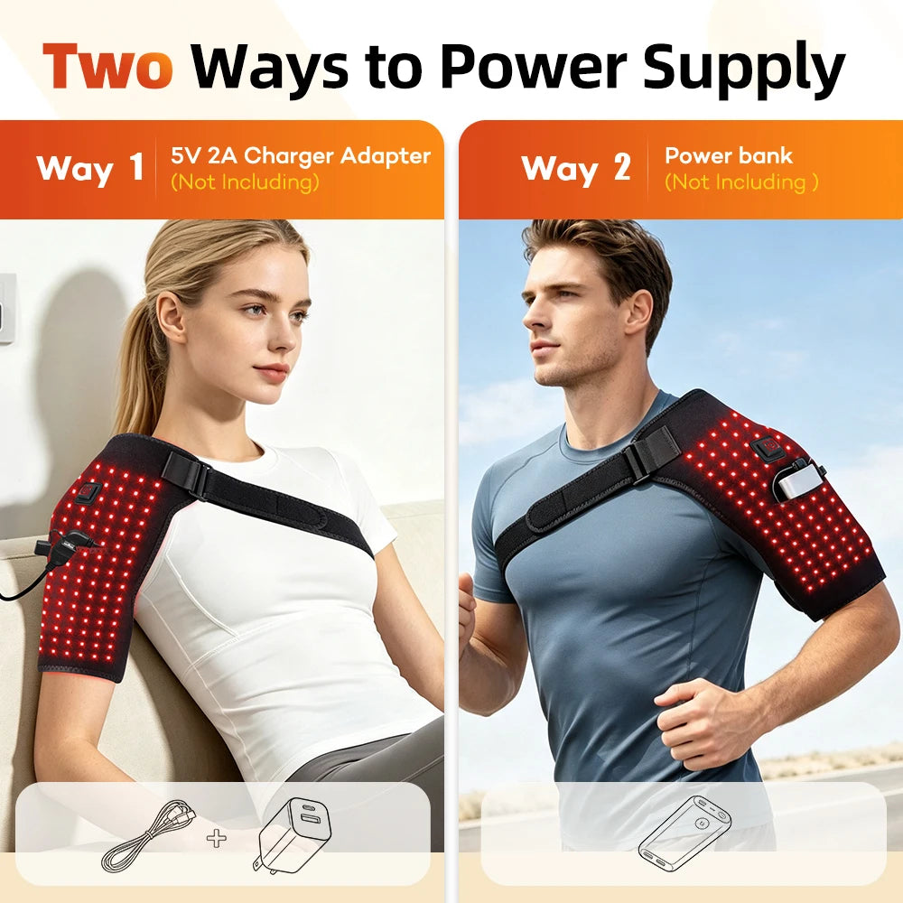 USB Heated Shoulder Brace Red Light Therapy Wrap Pad