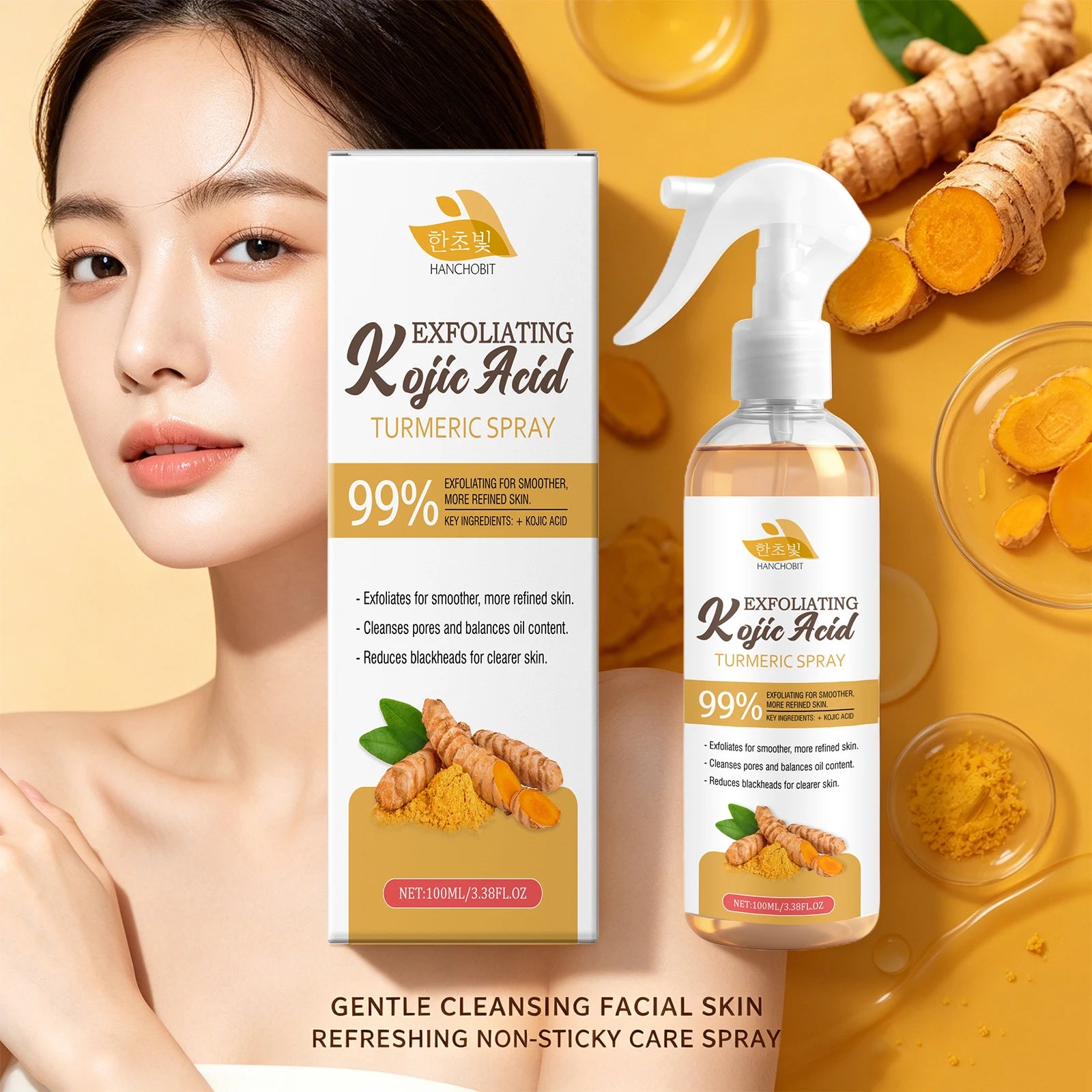 Kojic Acid Turmeric Exfoliating Spray Brightening Facial Mist - 4