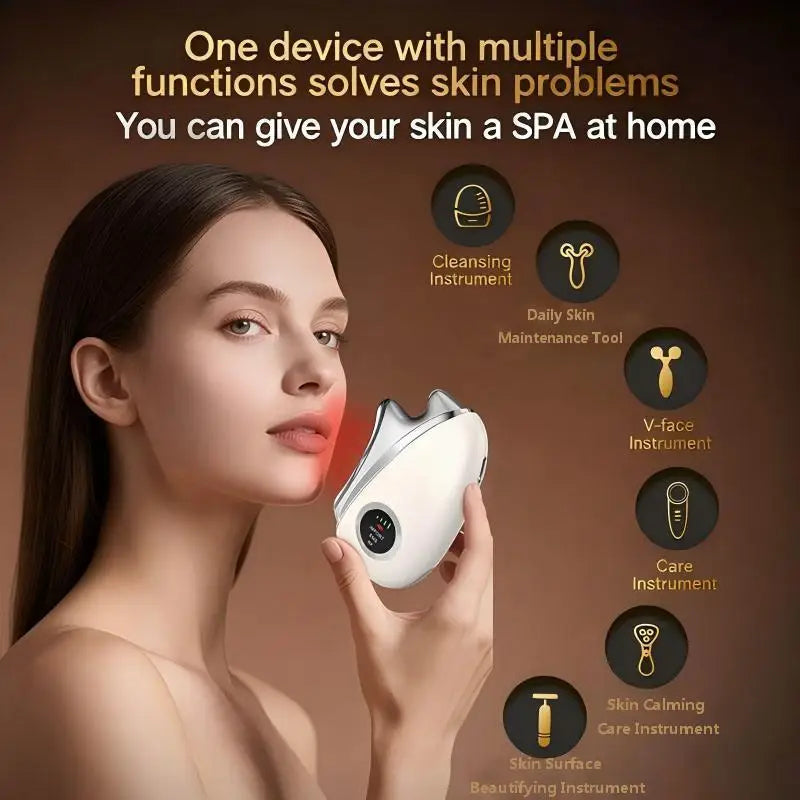3 in 1 LED Facial Massager Microcurrent Face Contour Wand Skincare Tool