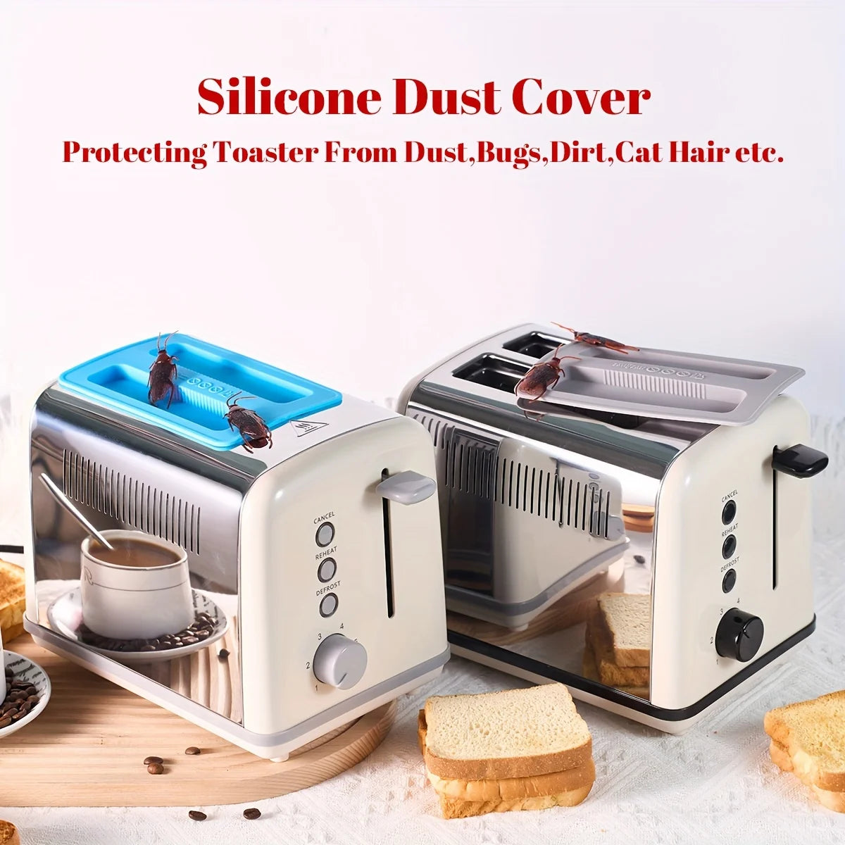 Silicone Toaster Cover Dustproof Lid for Kitchen Bread Machines