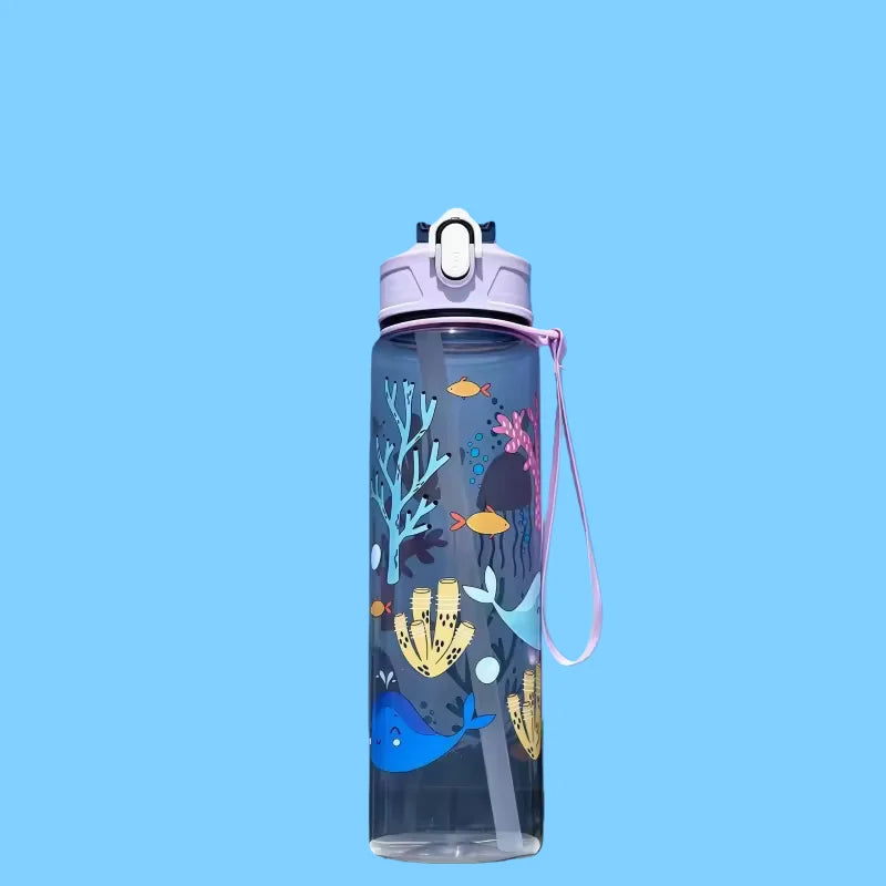 800ml Sports Water Bottle Motivational Fitness Cup with Time Marker