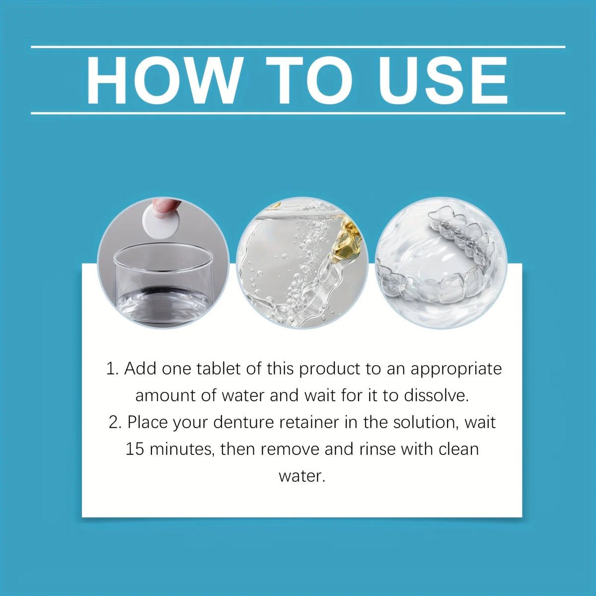 Denture Cleaning Tablets Effervescent Soak With Case And Brush