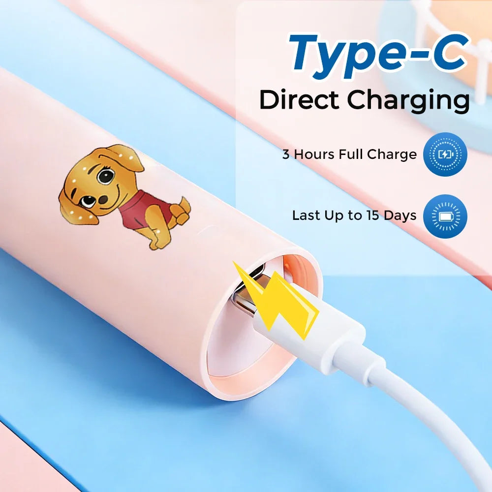 Kids Electric Toothbrush Cartoon Rechargeable Sonic Vibrate - 6
