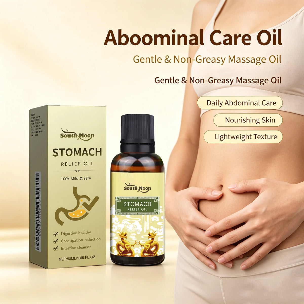 Herbal Stomach Relief Oil Abdomen Massage Constipation Care
