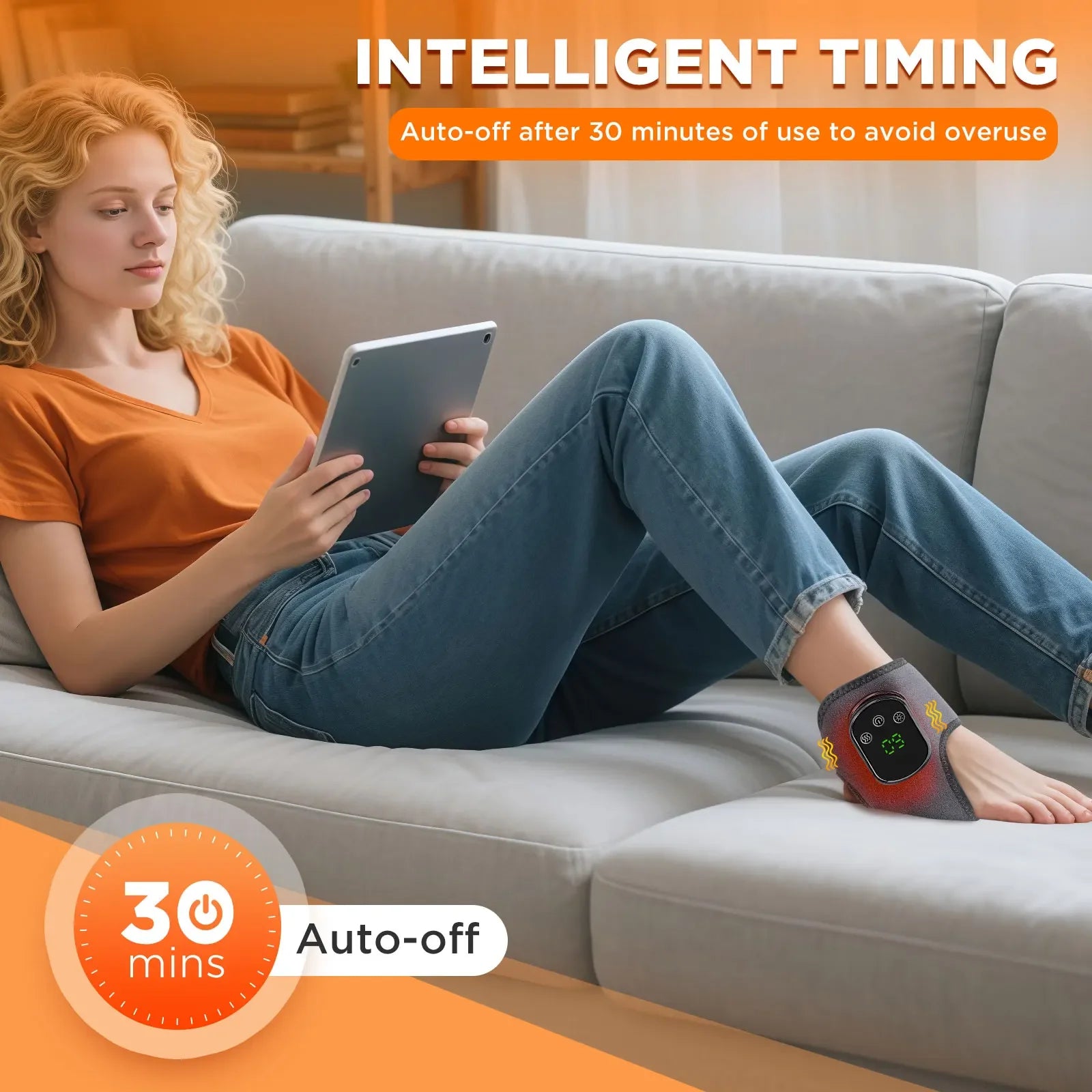 Cordless Heated Ankle Massager with Heat and Vibration - 3