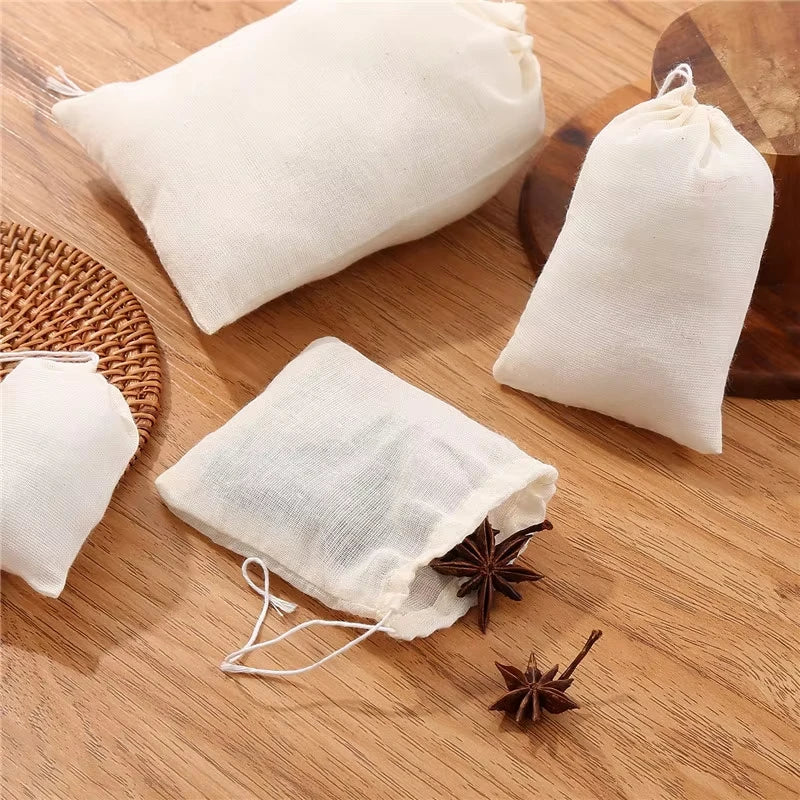 Reusable Cotton Food Filter Bag Herbal Spice Strainer Mesh Nut Milk Bag - 10