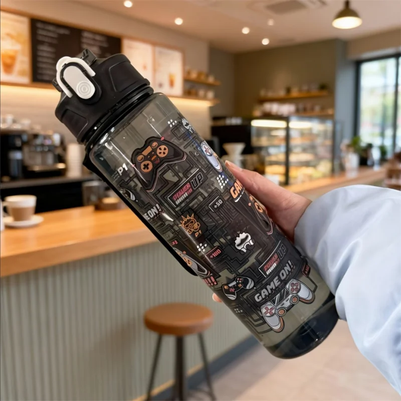 750ml Cartoon Water Bottle Portable Leak Proof Sport Tumbler with Straw - 13