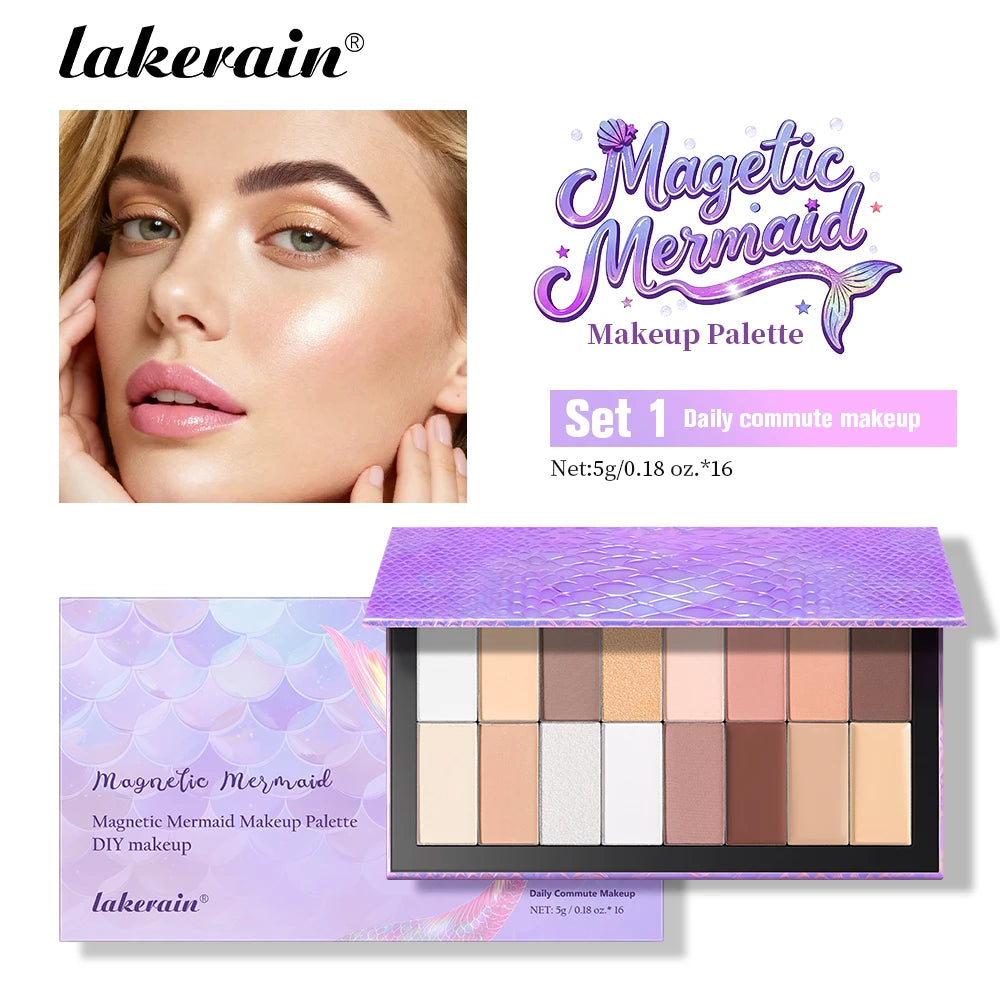 Lakerain Magnetic Mermaid Eyeshadow Makeup Palette DIY Beauty Kit - 52
