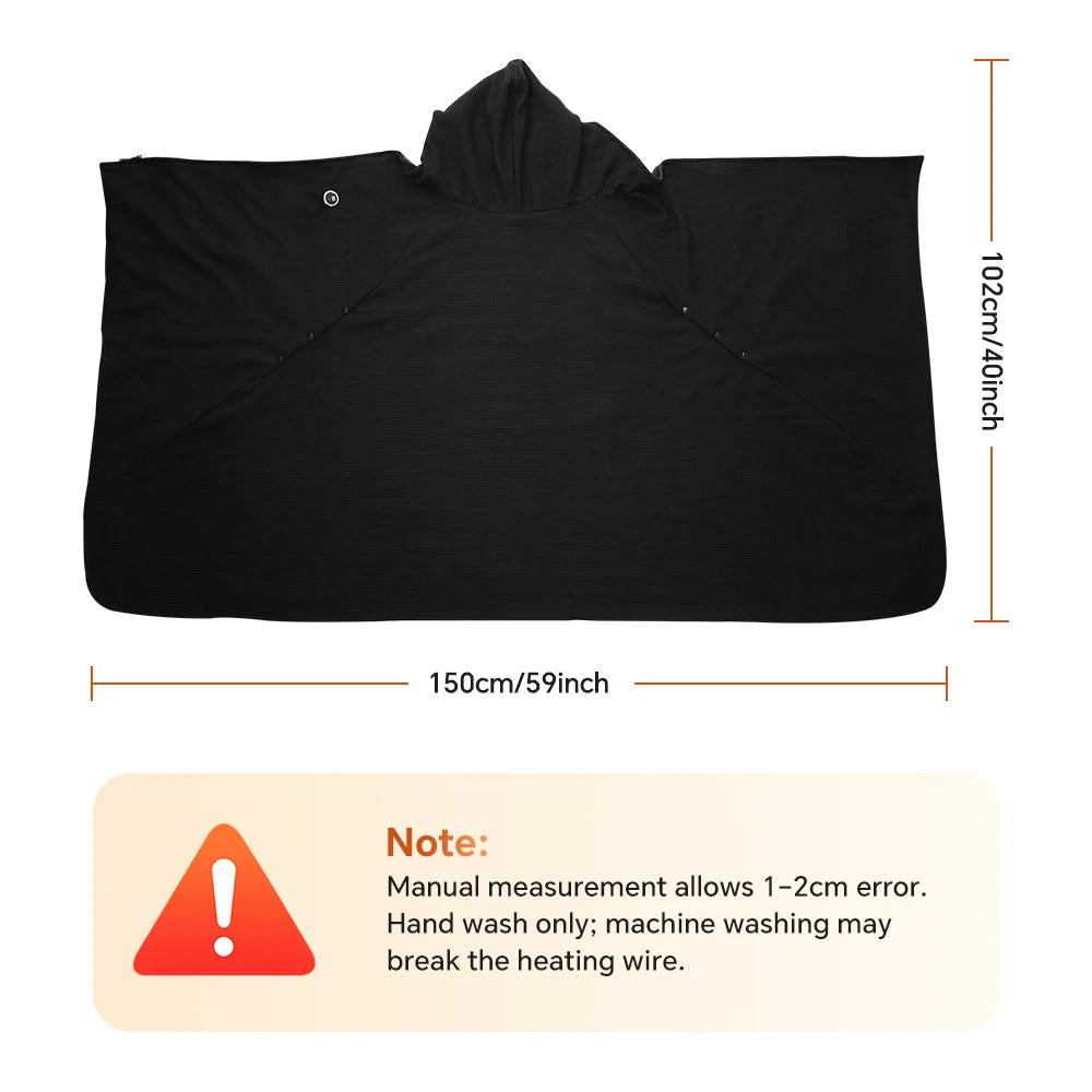 Graphene Heated Shawl Wearable USB Blanket Hooded Wrap