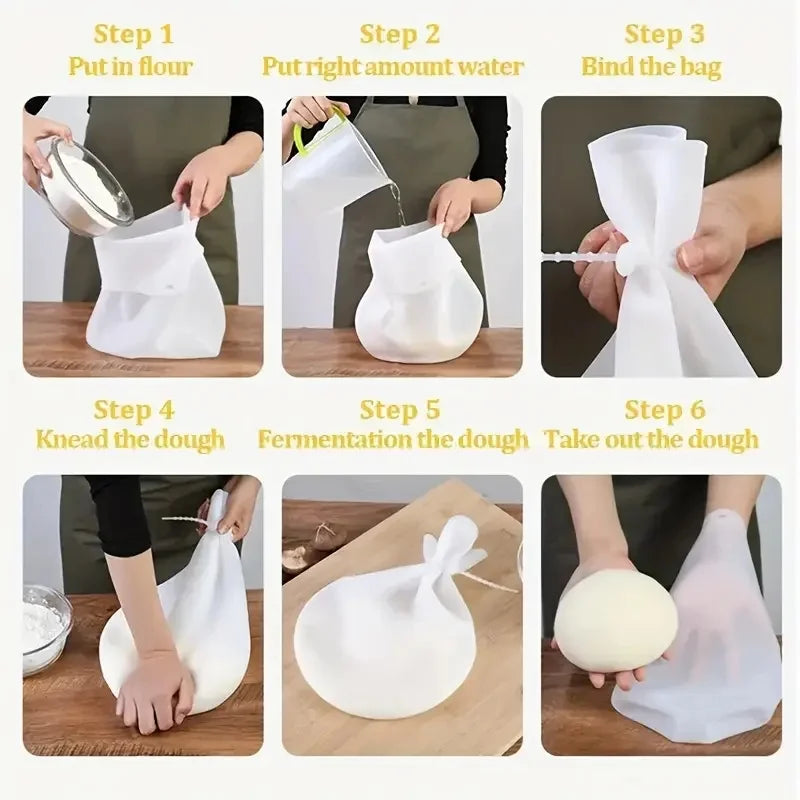 Food Grade Silicone Dough Kneading Bag Non Stick Flour Mixer Pouch - 3