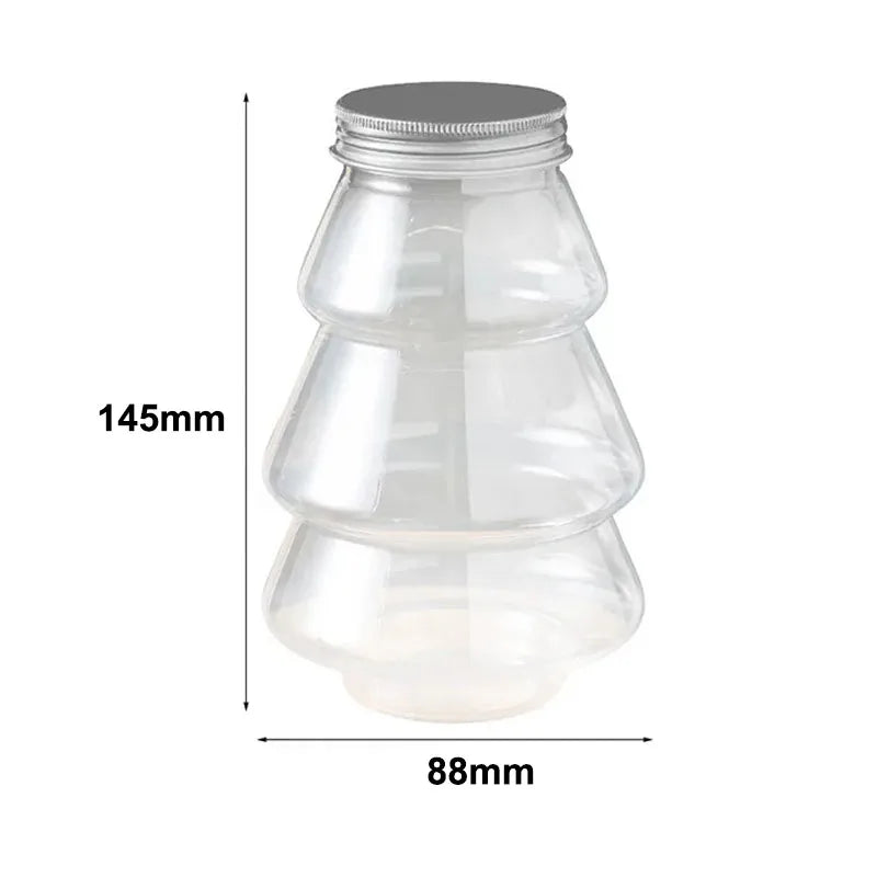 500ml Christmas Tree Candy Jar Plastic Cookie Storage Container Bottle