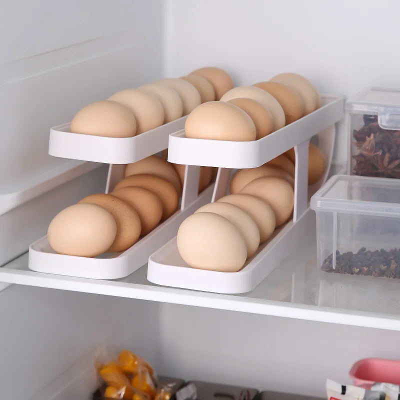 Automatic Rolling Egg Holder Fridge Dispenser Storage Organizer Tray - 7