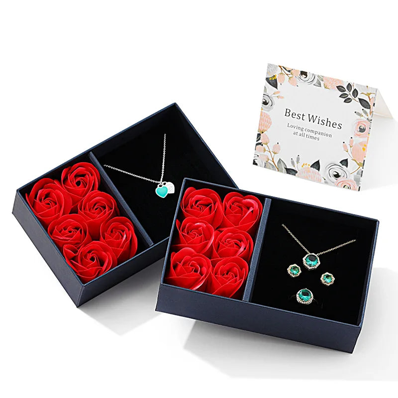 Eternal Rose Jewelry Gift Box for Valentine Day Anniversary Necklace