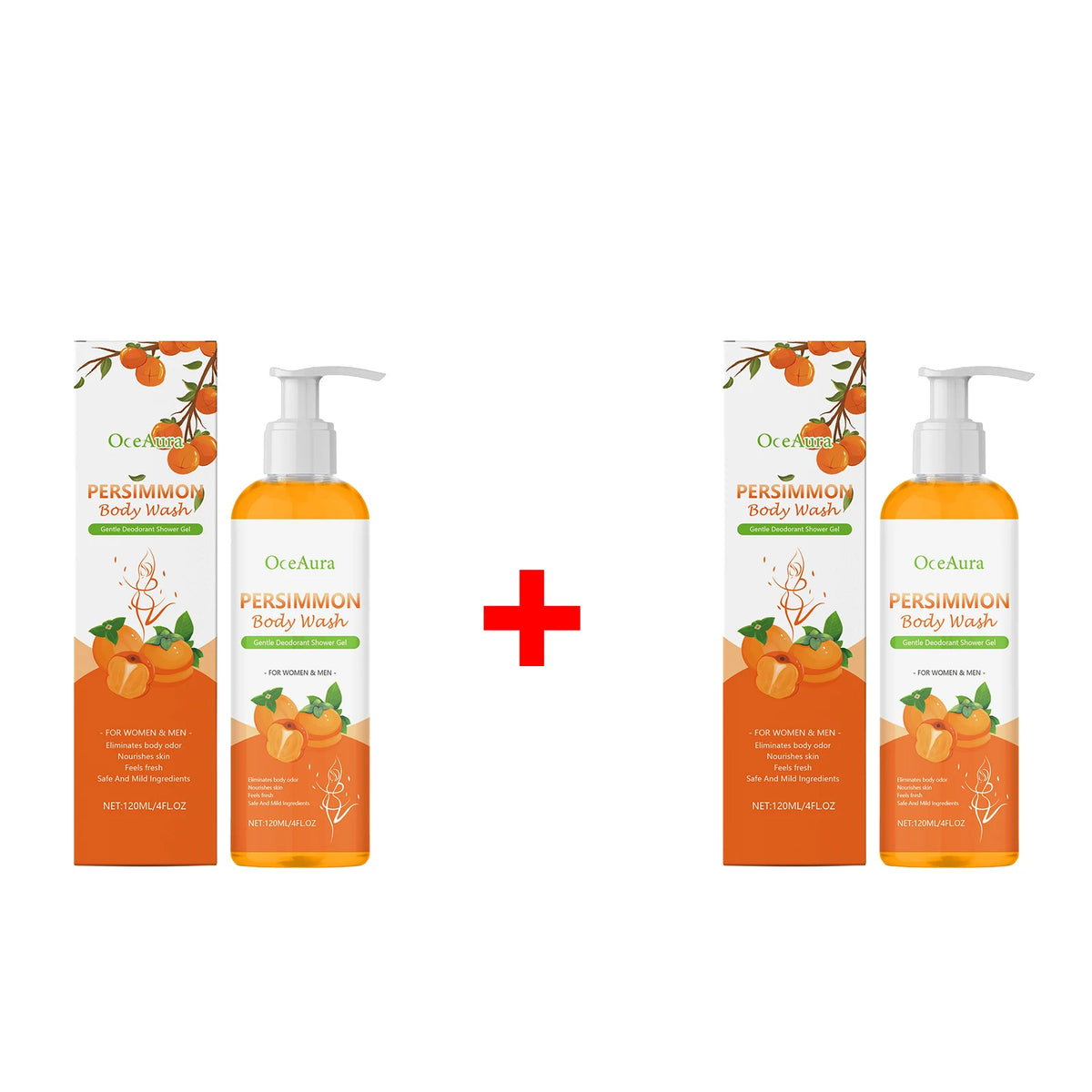 Persimmon Body Wash Exfoliating Oil Control Shower Gel Odor Remover