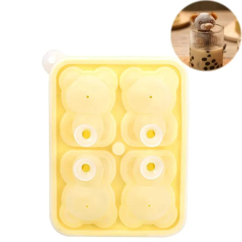 Cute Bear Silicone Ice Cube Tray Mold for Whiskey Coffee and Cocktails - 15
