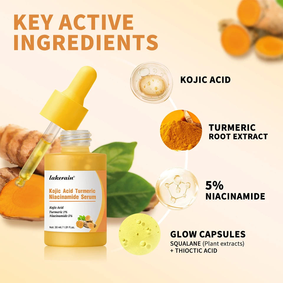 Kojic Acid Turmeric Niacinamide Glow Serum Brightening Facial Care - 15