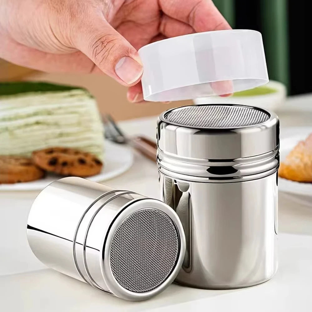 Stainless Steel Coffee Shaker and Flour Sifter with Lid for Seasoning