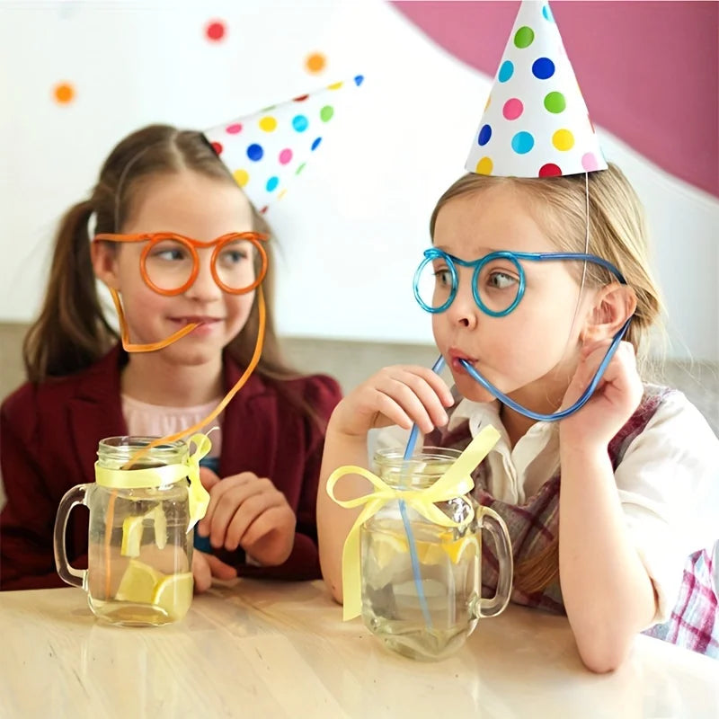 Funny Straw Glasses Creative Flexible Drinking Straws for Kids Party