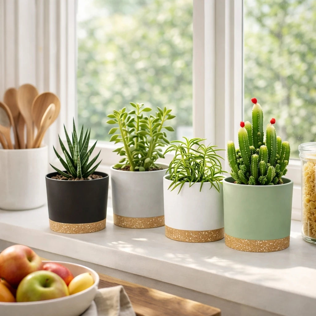 2pc 6.5 Inch Self Watering Flower Pot Detachable Round Plant Container - 5