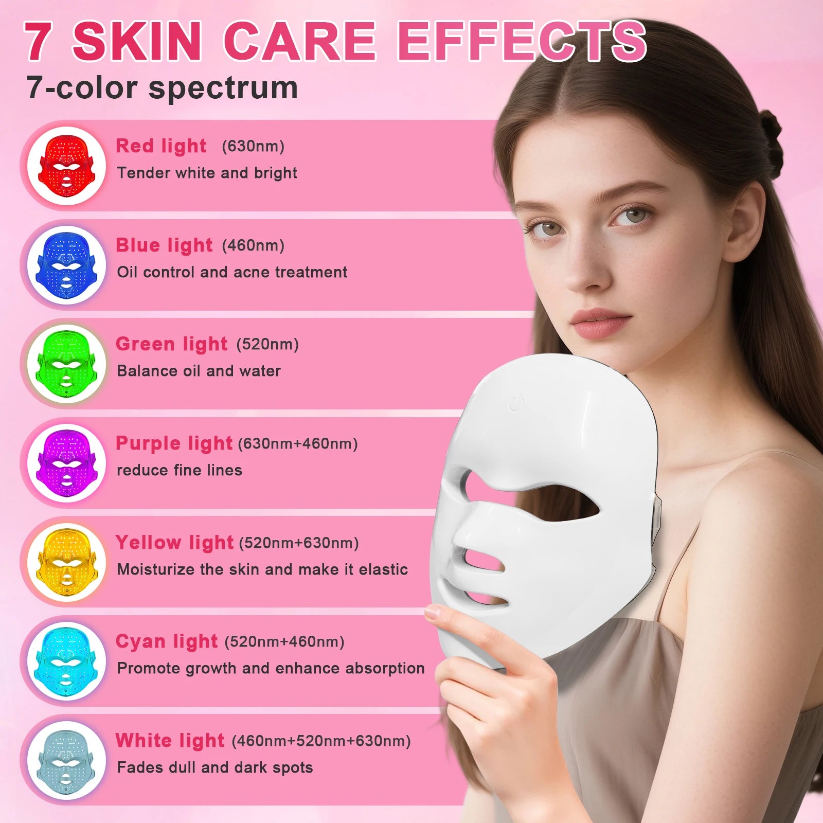 7 in 1 Cordless LED Photon Facial Mask Skin Rejuvenation Tool - 12