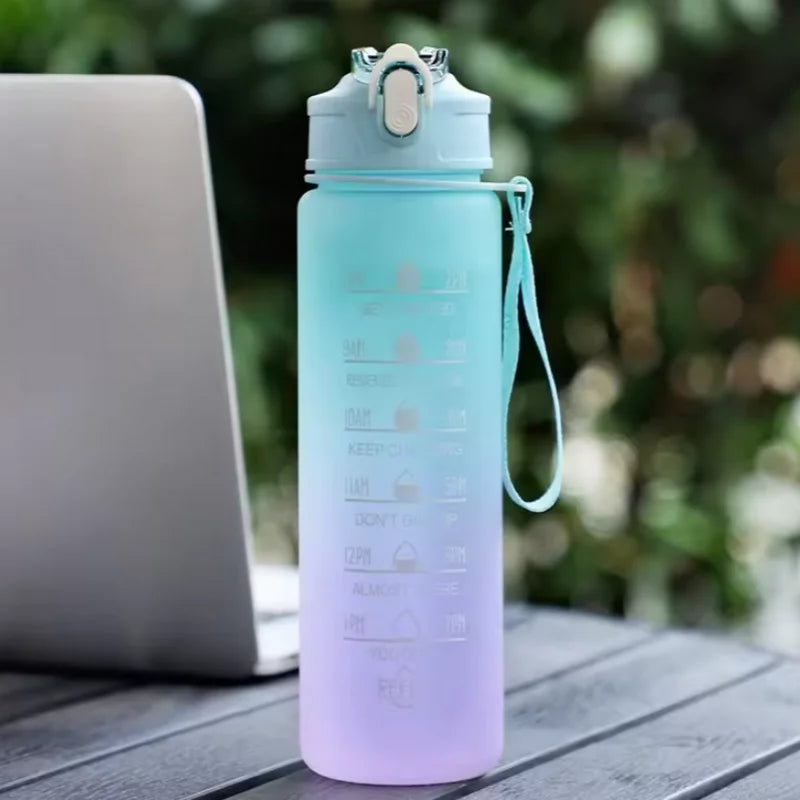 900ml Motivational Water Bottle Leak Proof Sports Jug with Straw - 22