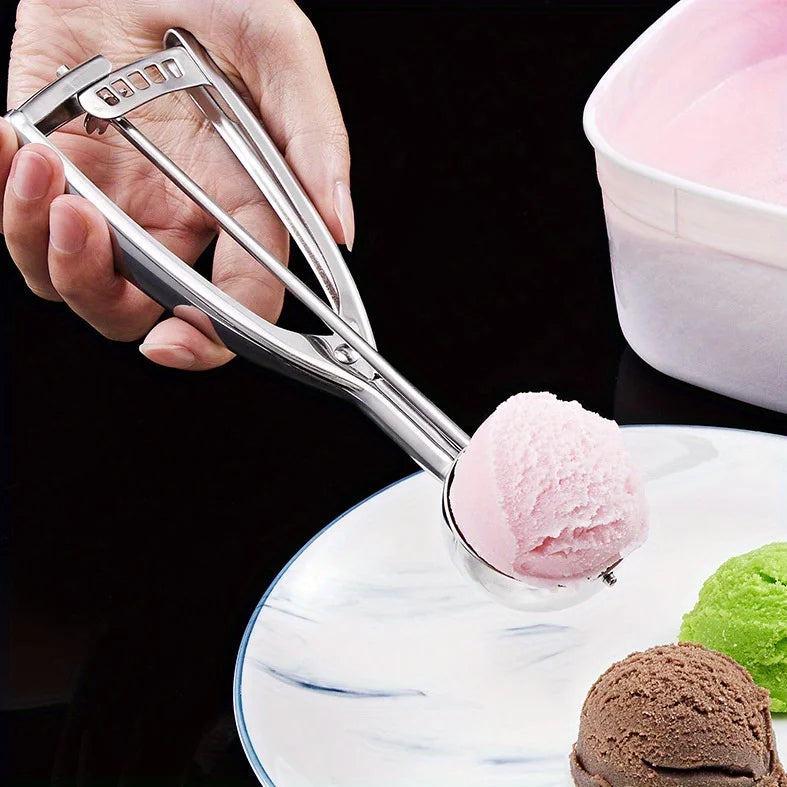 3pc Stainless Steel Ice Cream Scoop Set Trigger Cookie Dough Baller