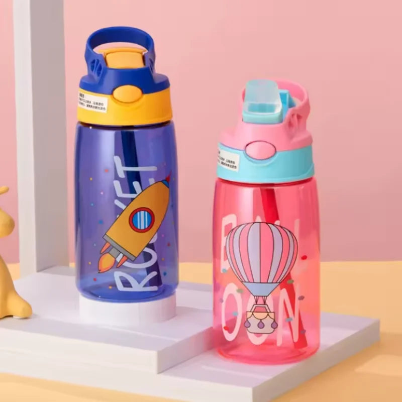 Kids Cartoon Water Bottle 480ml Leakproof Sippy Cup with Straw - 2