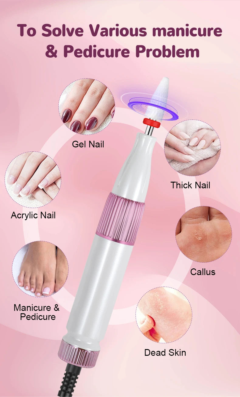 Rechargeable Professional Nail Drill Machine File Set