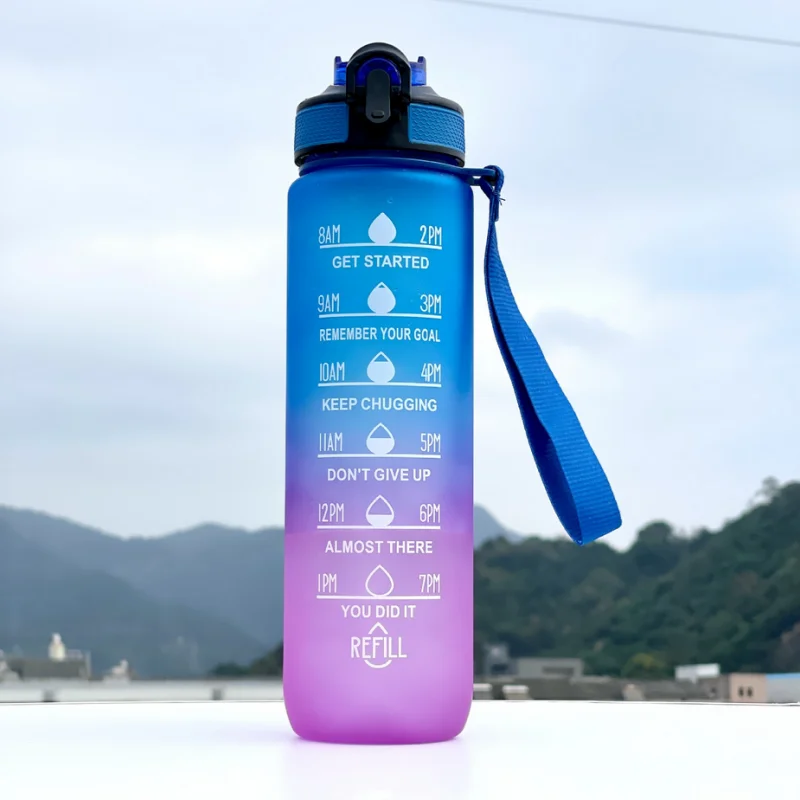Gradient Sports Water Bottle with Time Marker and Straw Leakproof