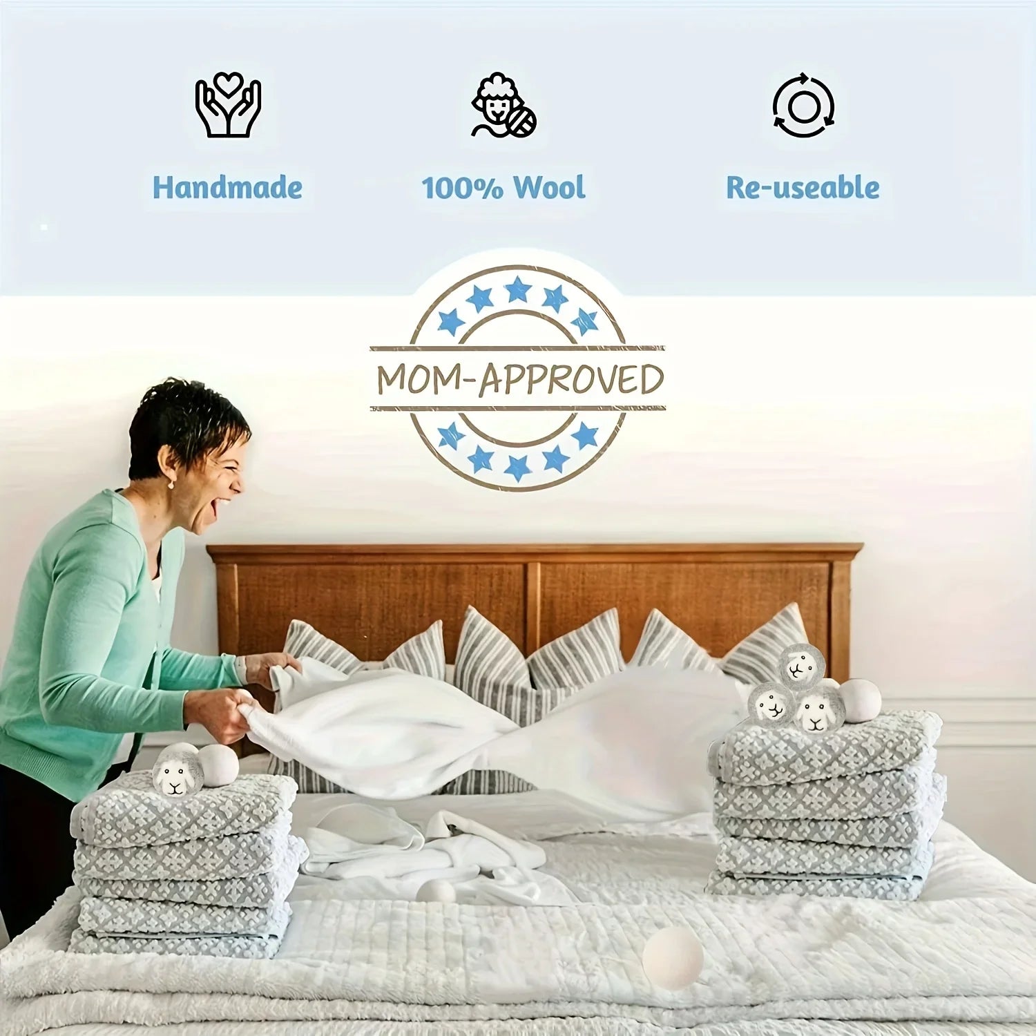 Wool Dryer Balls Laundry Softener Anti Static Reusable Sheep Felt Balls