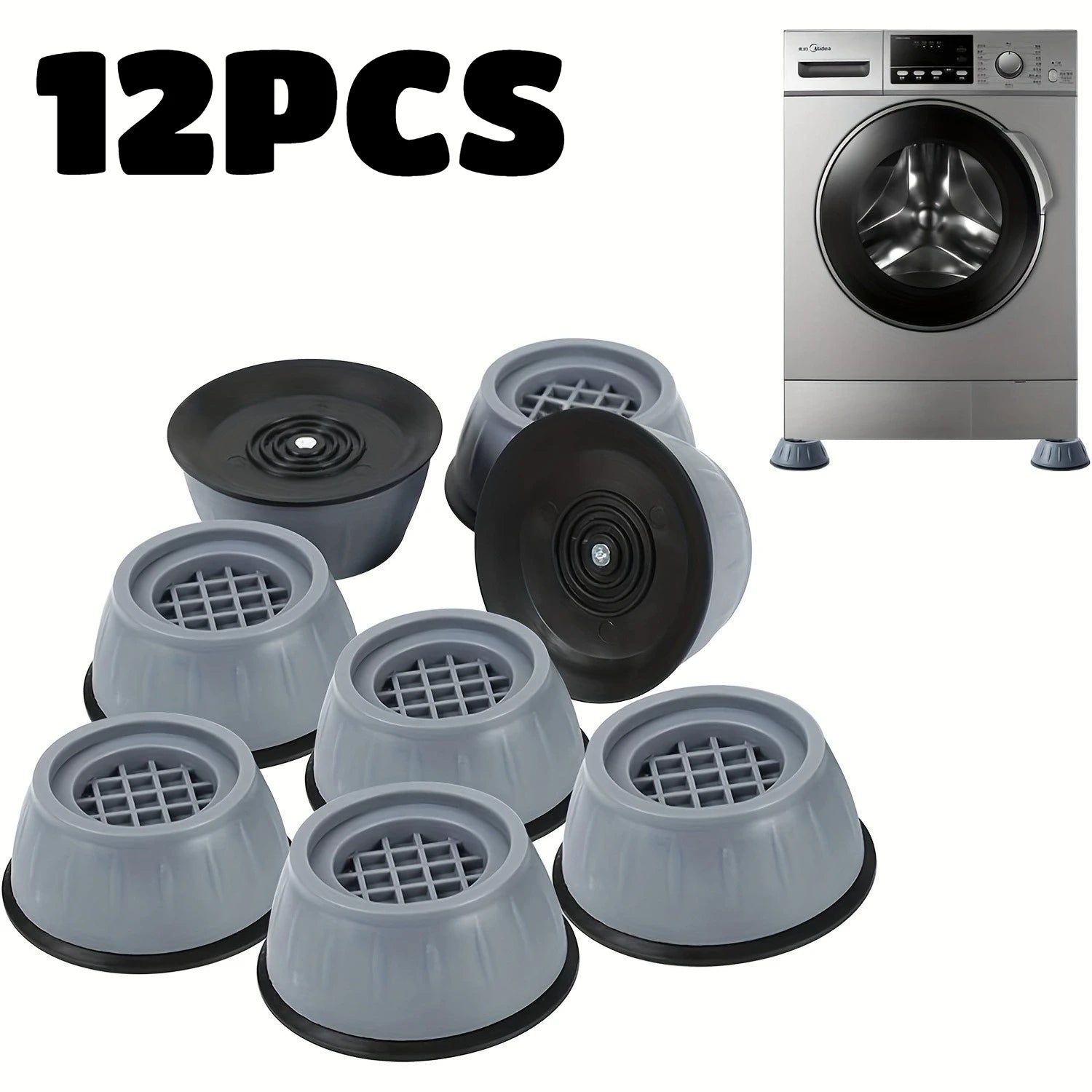 12PCS Anti Vibration Pads Washing Machine Feet Stabilizer Raiser Mat - 1