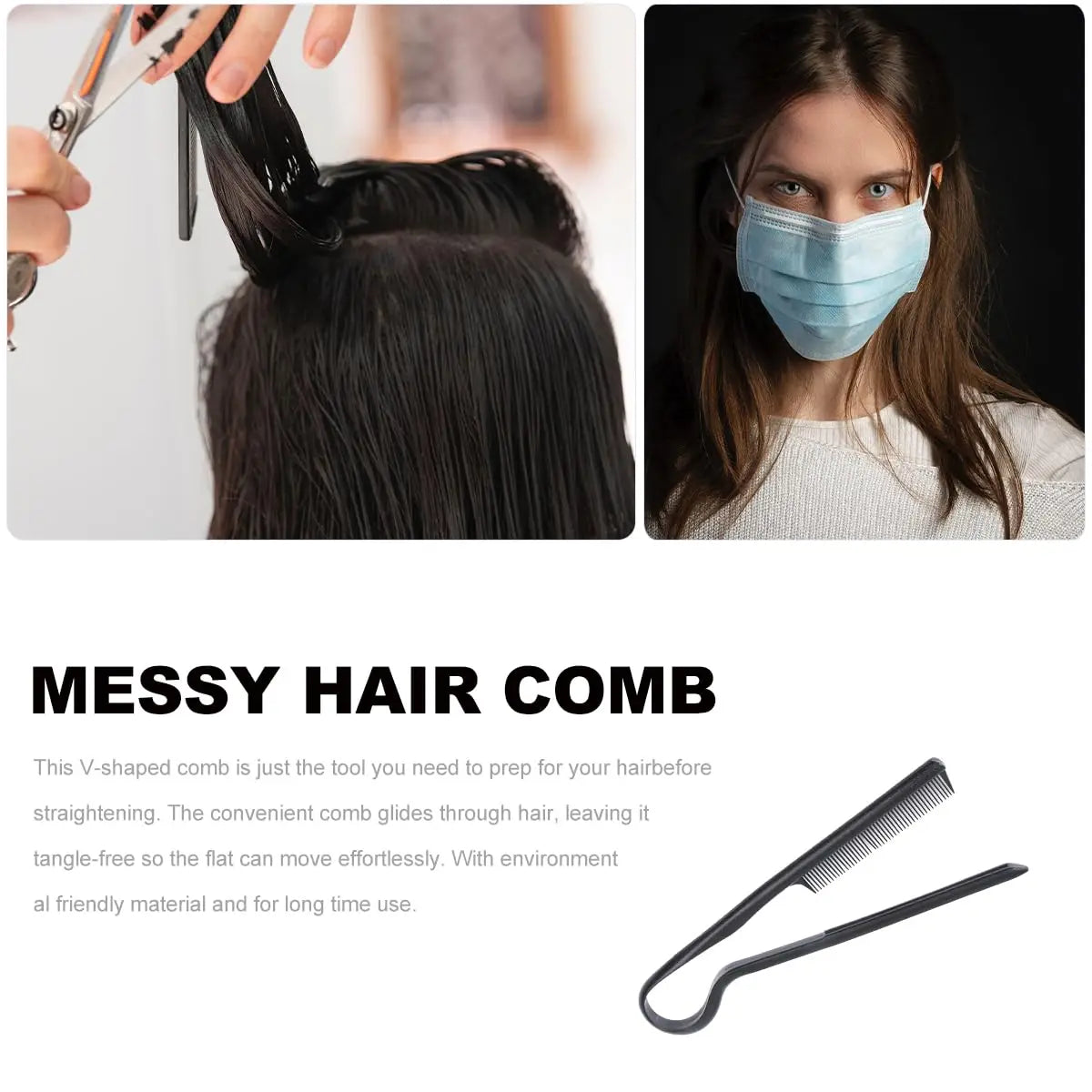 V Shaped Hair Straightening Comb Professional Styling Splint Clip