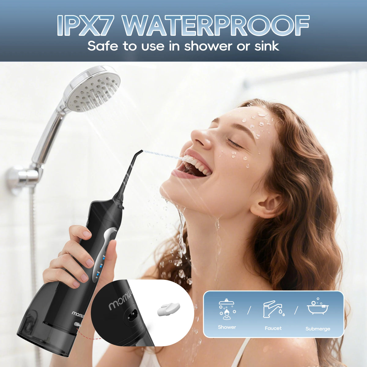 Mornwell D52 Portable Water Flosser USB Rechargeable Teeth Cleaner
