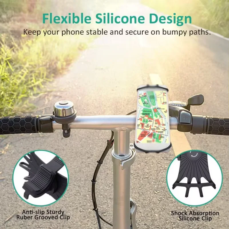 Universal Silicone Bicycle Phone Holder Anti-Slip Handlebar Mount - 3