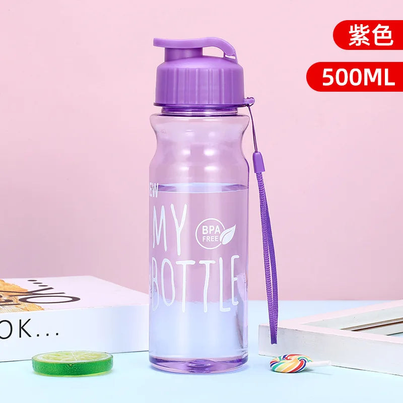 500ml Transparent Sport Water Bottle BPA Free Leakproof Travel Cup - 11