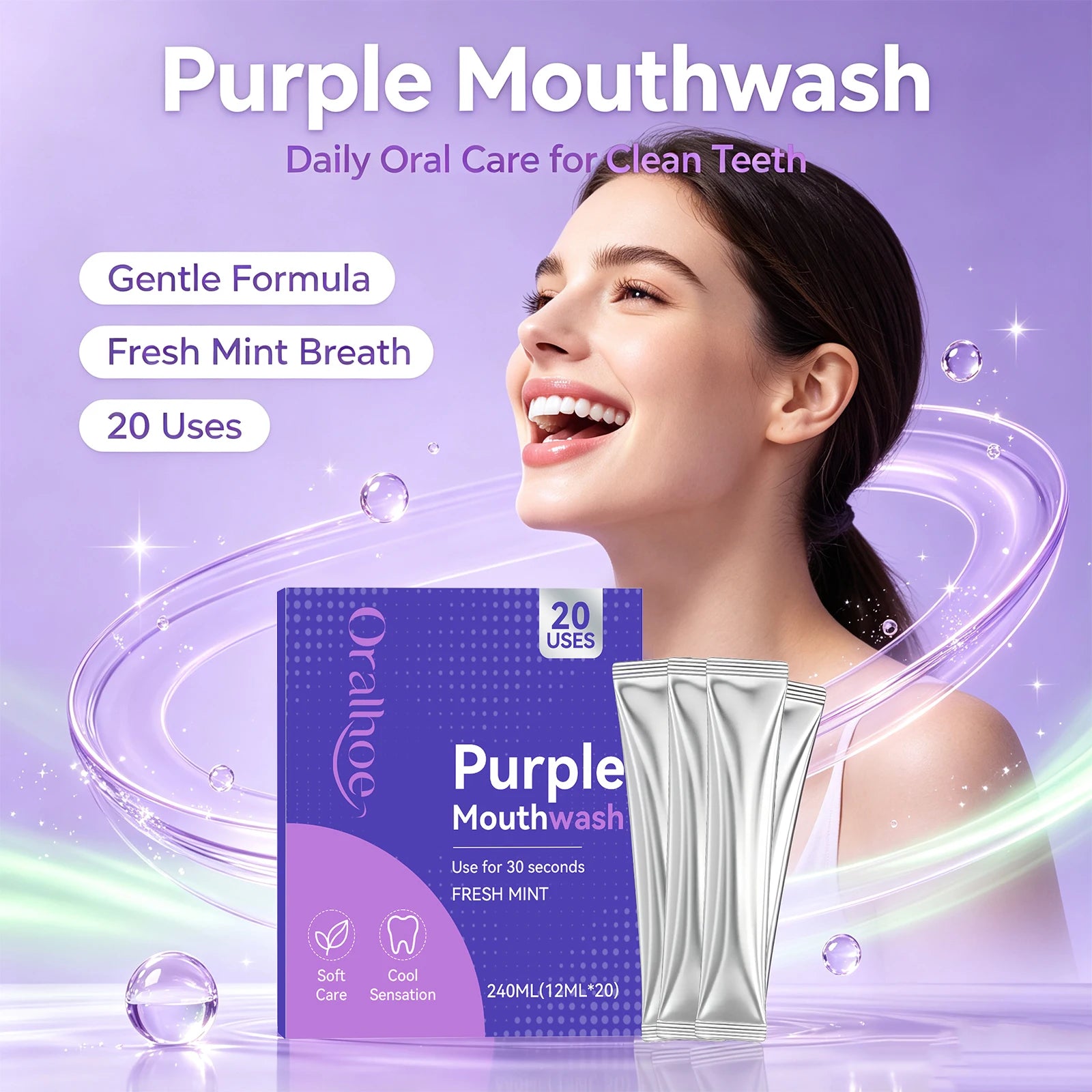 Purple Mouthwash Refreshing Breath Bad Breath Rinse Oral Care - 3