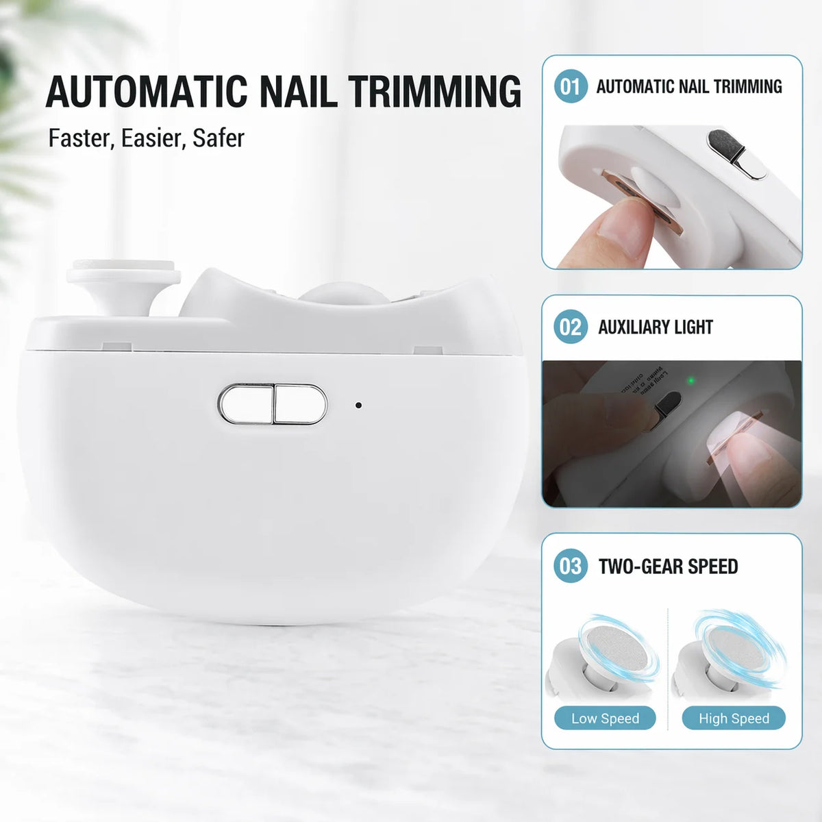 Electric Nail Clipper 2 in 1 Trimmer and Polisher