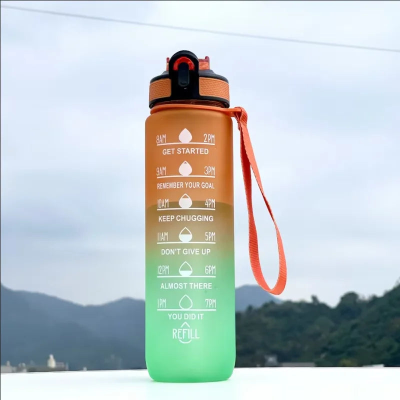 1000ml Motivational Water Bottle with Time Marker and Straw Leak Proof - 16