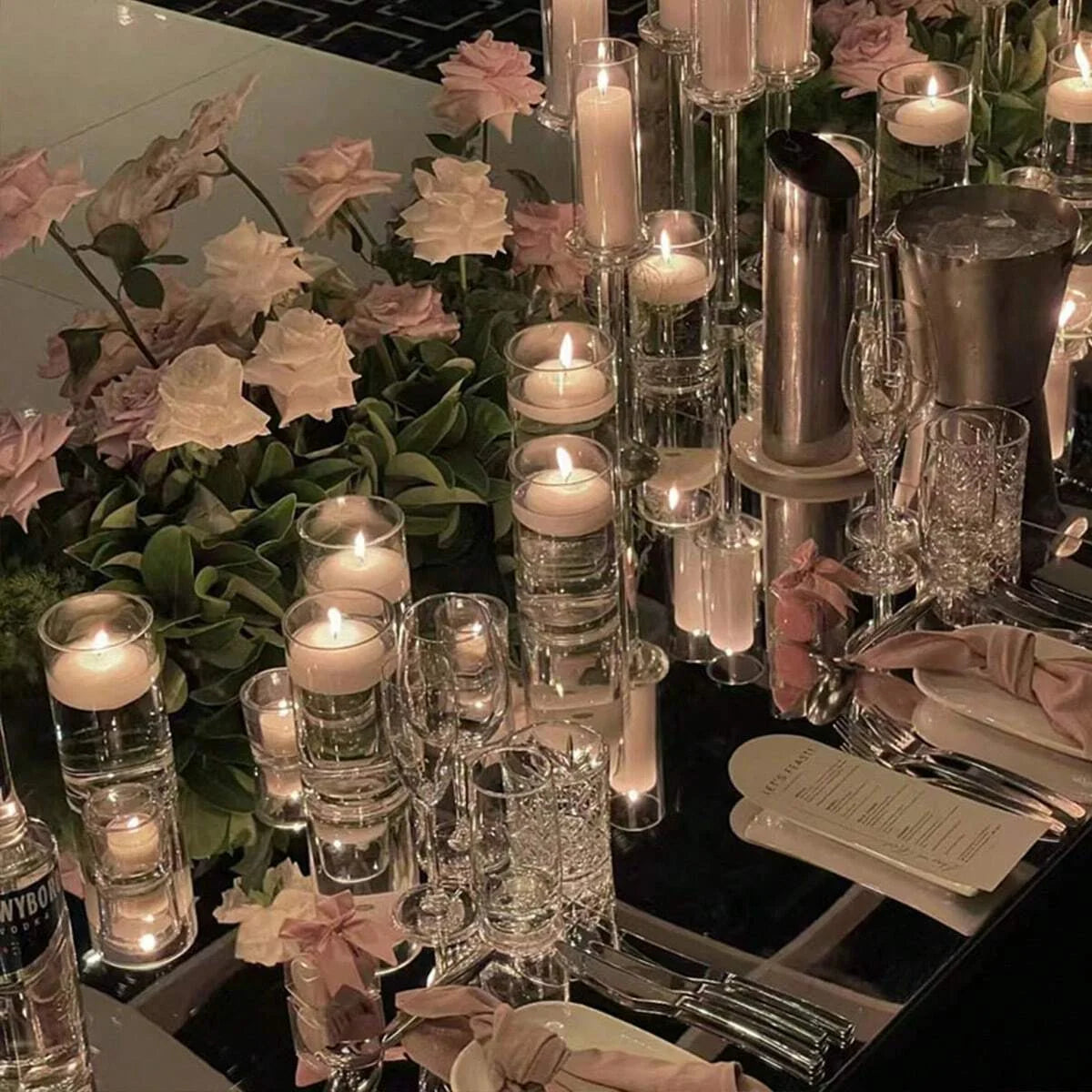 Modern Glass Cylinder Vase Floating Candle Holder for Wedding Centerpieces