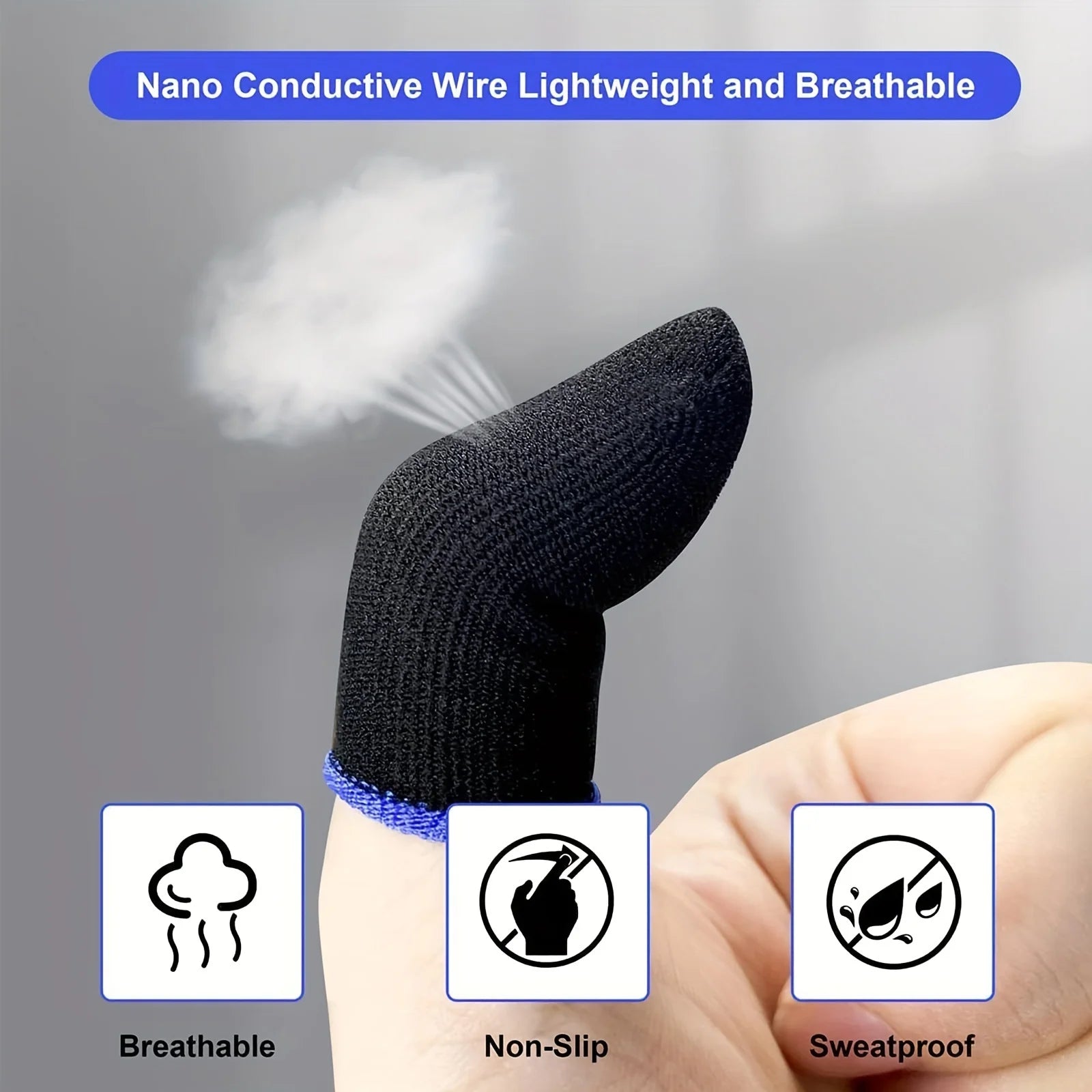 40pc Gaming Finger Sleeves Sweatproof Anti-Slip Touch Screen Controller