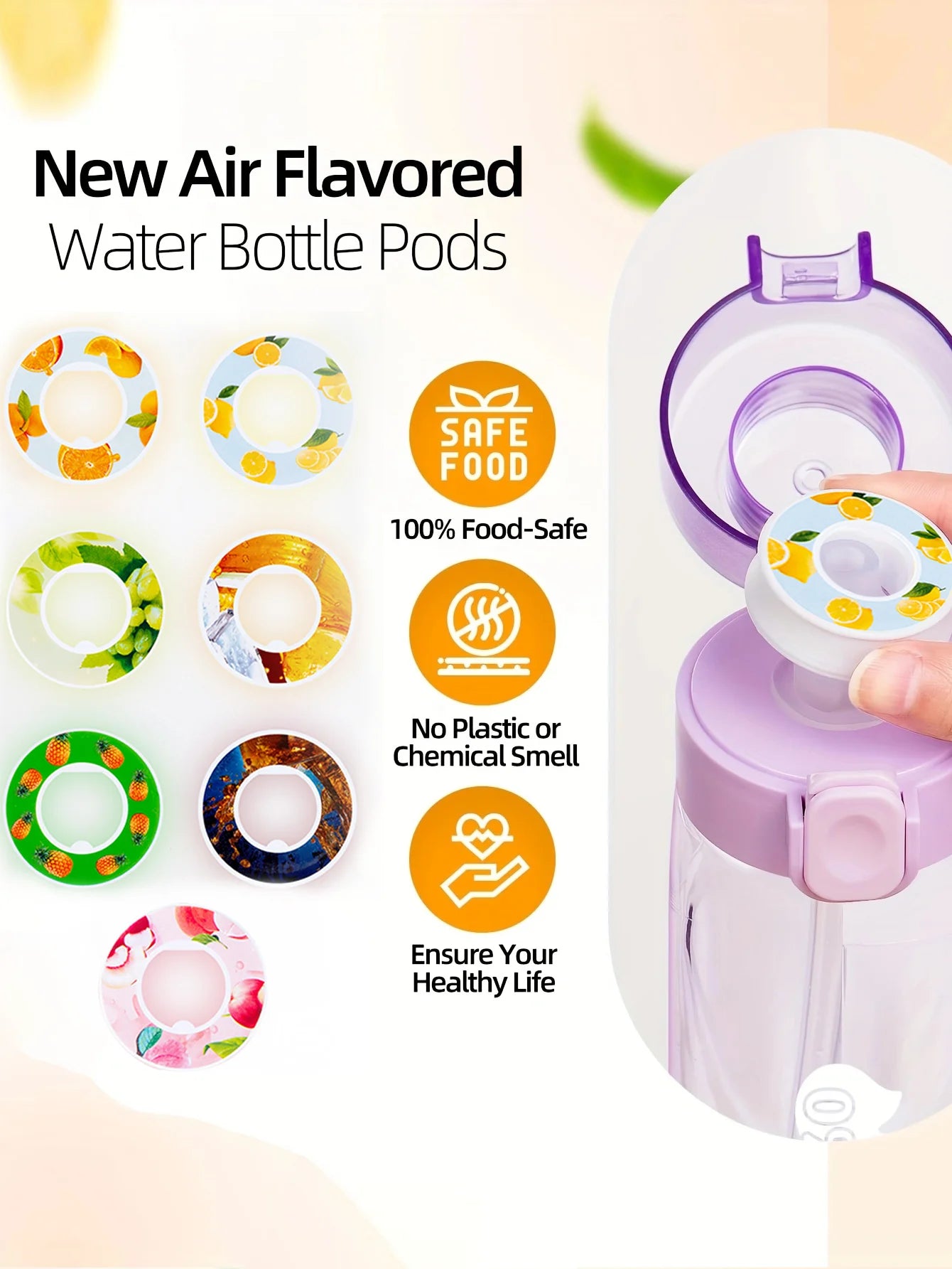 Scented Flavor Pods for Water Bottles Zero Sugar Fruit Scent Rings - 3