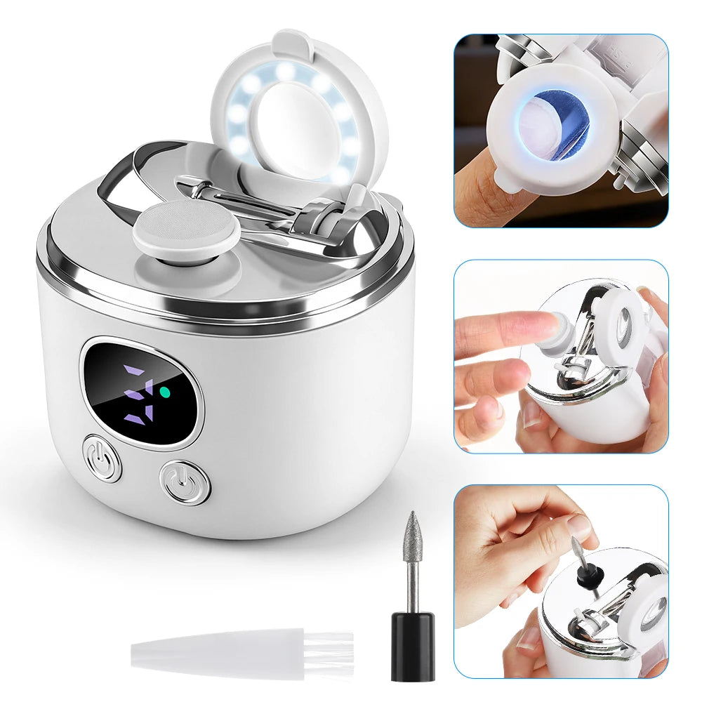 Electric Nail Clipper with LED Light and Magnifier - 1