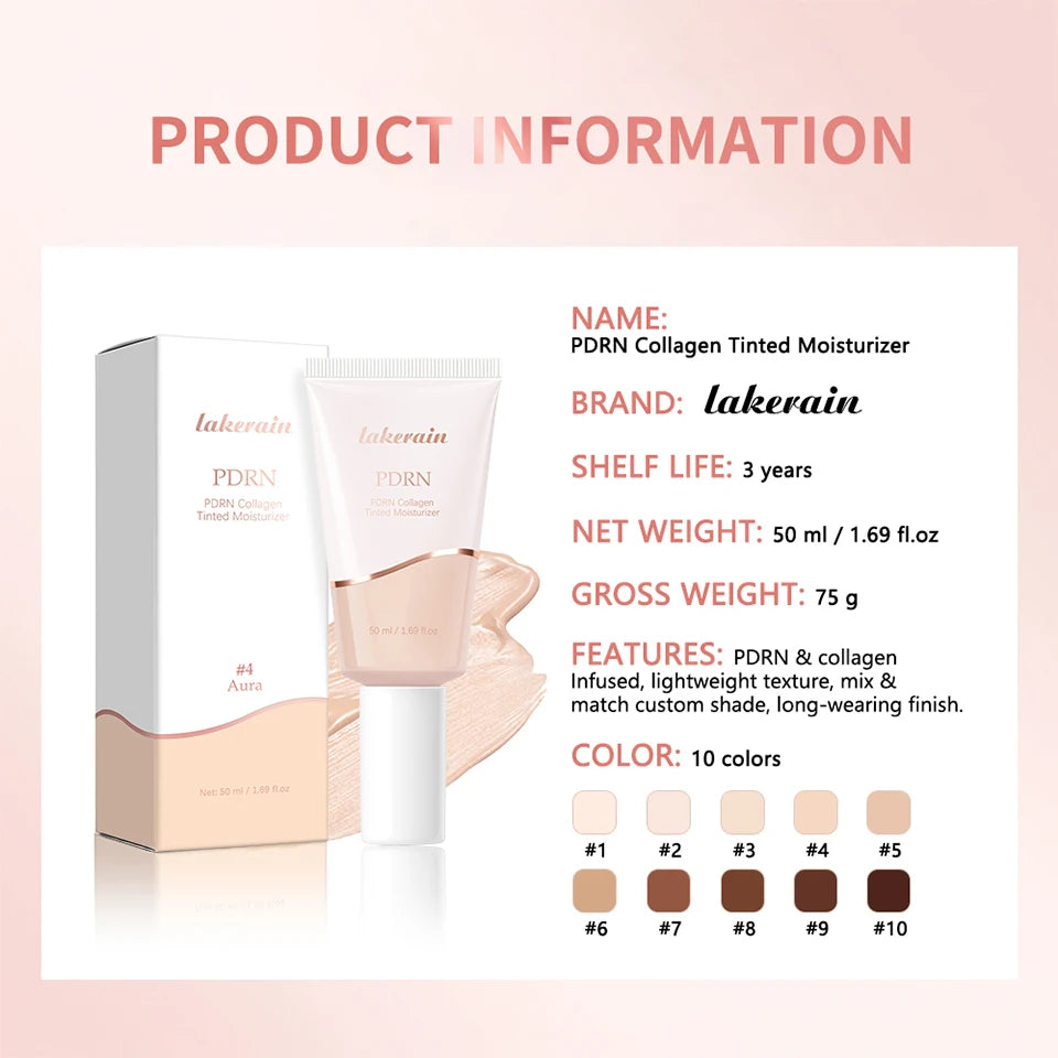 PDRN Collagen Tinted Moisturizer Radiant Glow Foundation Makeup