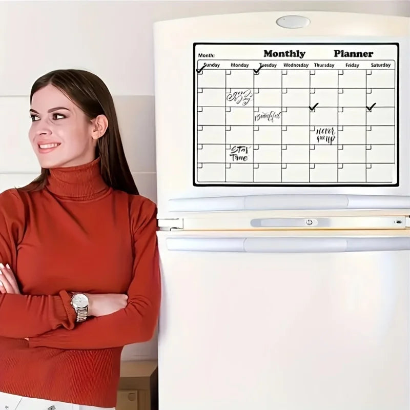 Magnetic Refrigerator Monthly Calendar Dry Erase Fridge Whiteboard Planner - 8