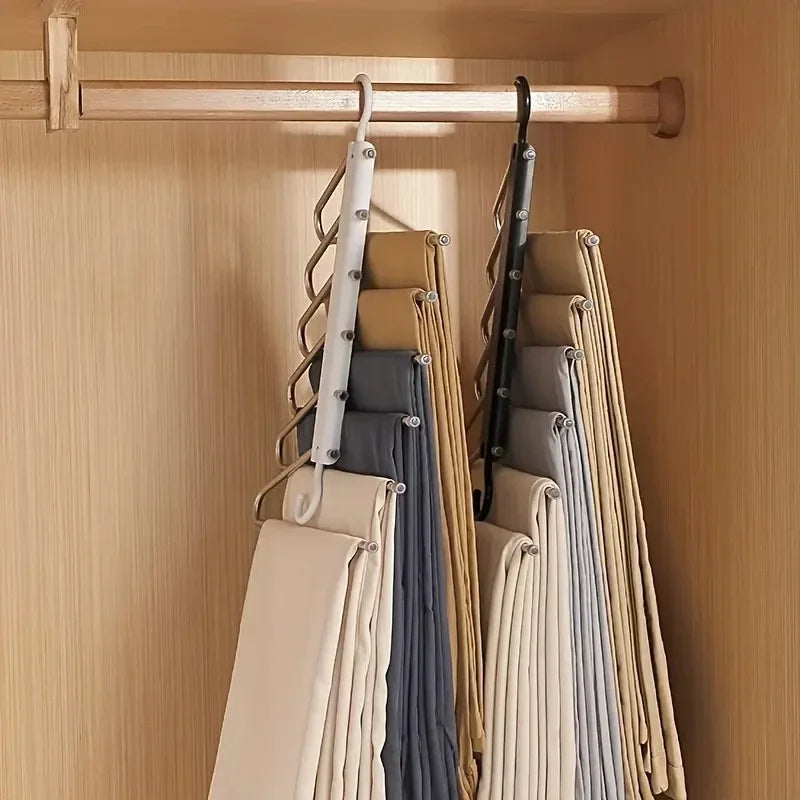 5-Layer Folding Pants Hanger Space Saving Closet Trouser Rack - 3