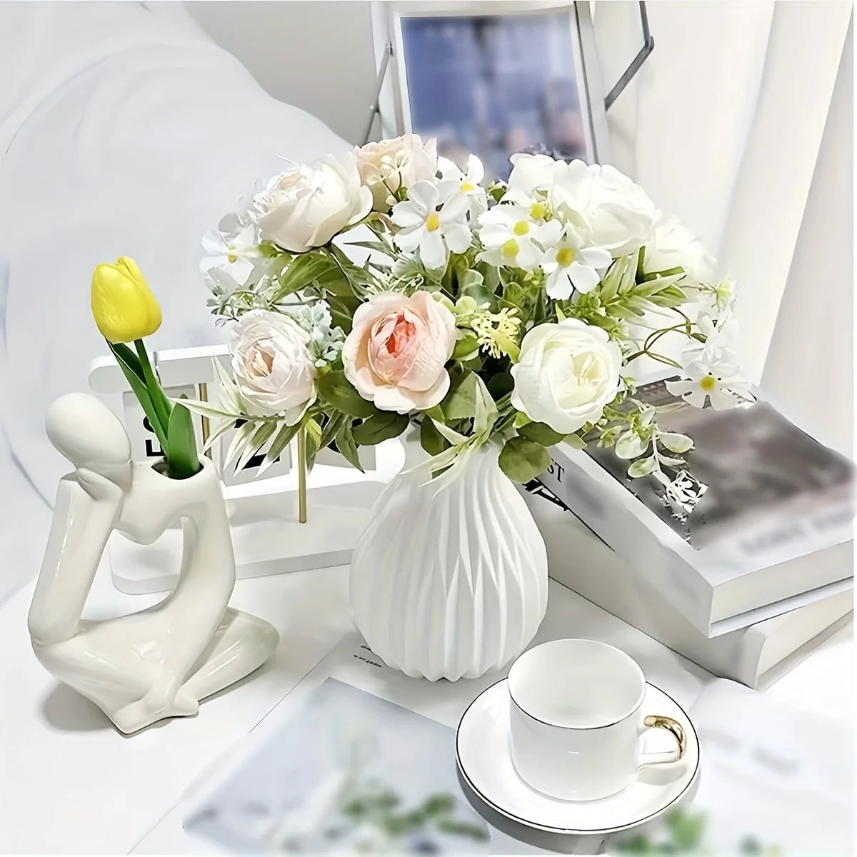 Modern Plastic Flower Vase Minimalist Nordic Style Home Decor Centerpiece - 3