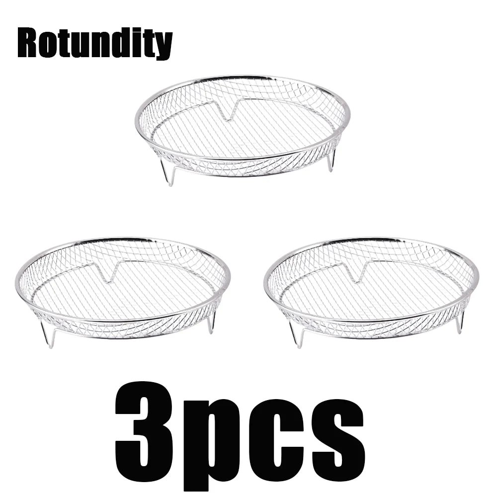 Stackable Air Fryer Rack Stainless Steel Grilling and Steaming Tray