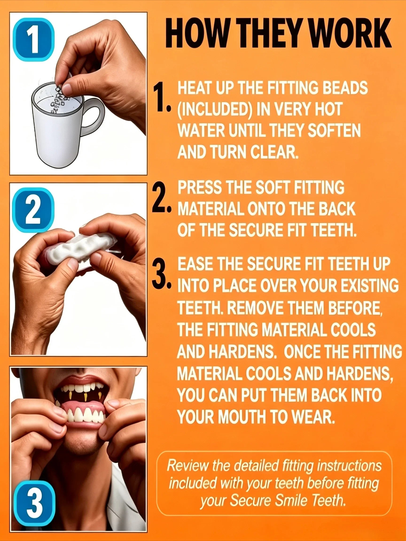 Silicone Full Set Upper Lower False Teeth Cosmetic Smile - 6